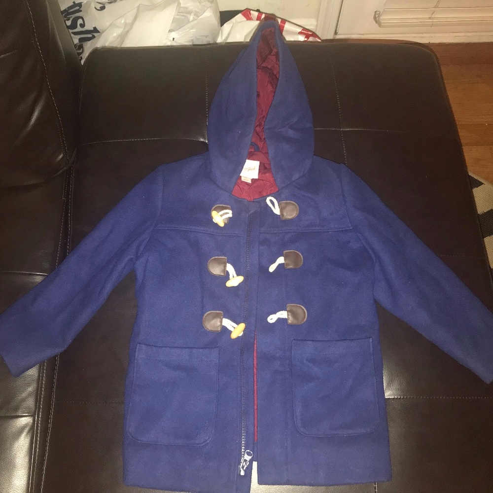 Cat & Jack Navy Hooded Pea Coat Toddler 5T